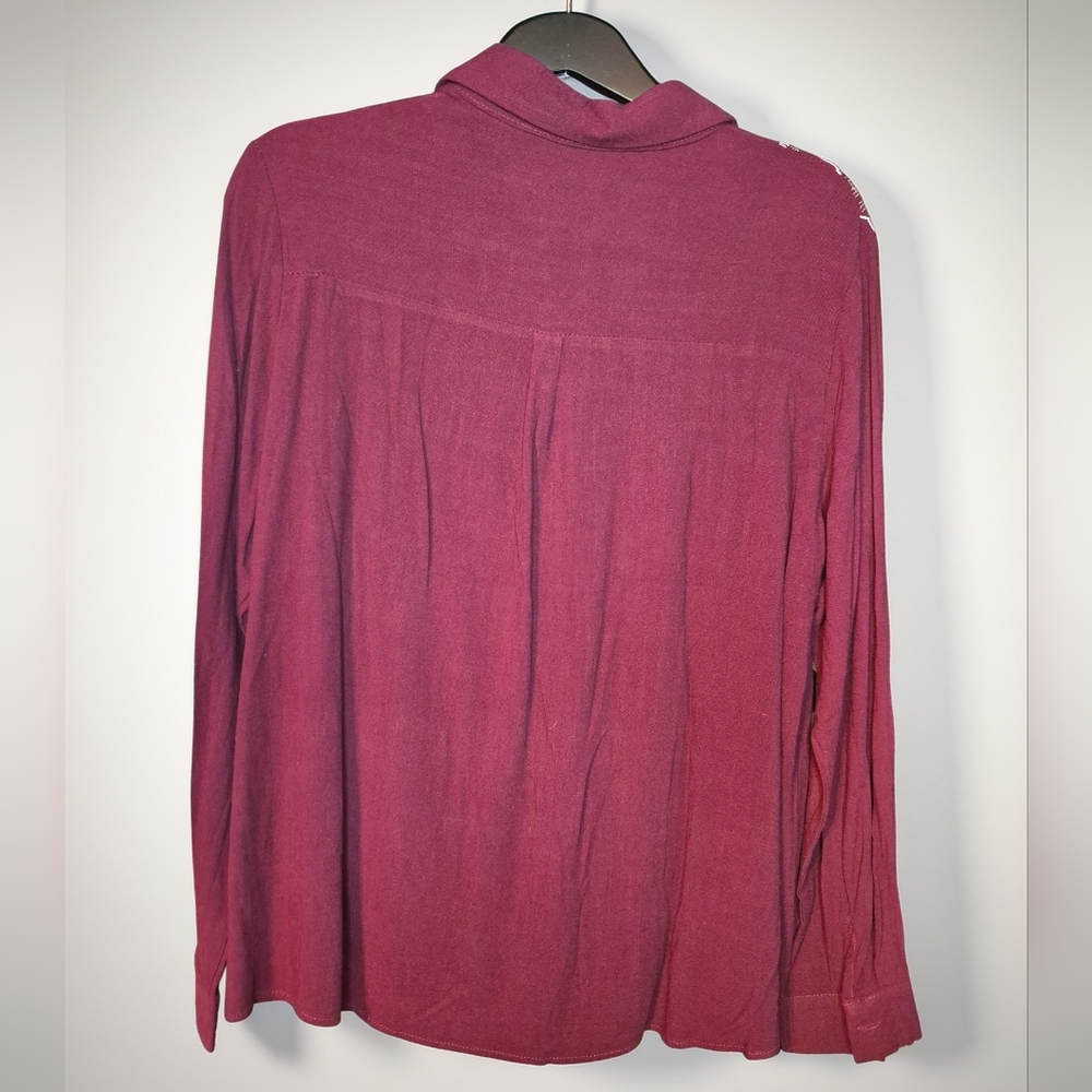Elegant Maroon Embroidered Button Down Shirt - Picture 7 of 9